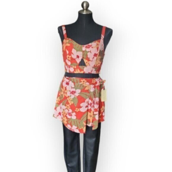 Summer Crop Top + Skort Set Floral  NWT  B.O.G Floral Sz Medium - Picture 1 of 12